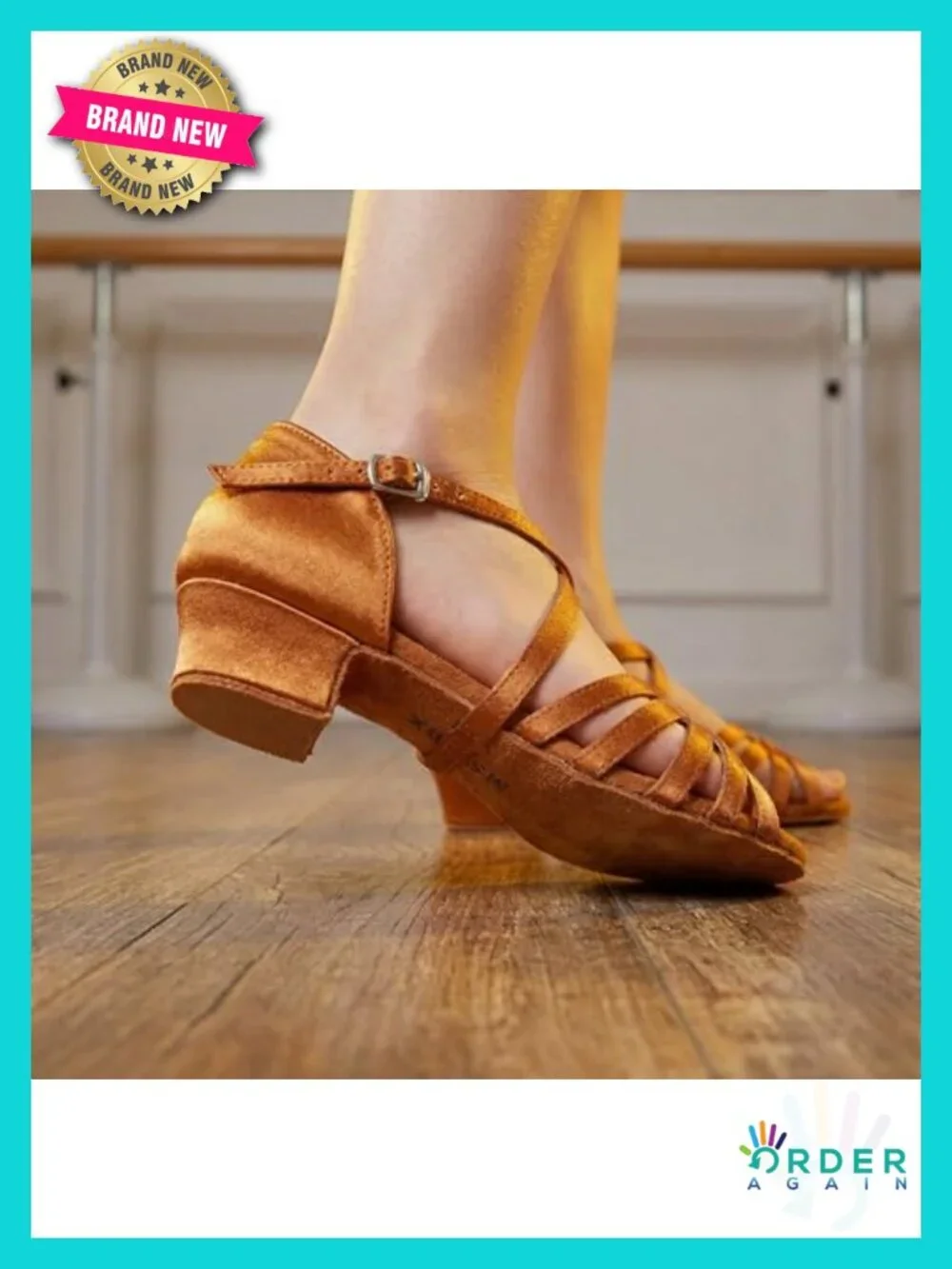 Girls Satin Latin Dance Shoes Low Heel Salsa Sandals Suede Sole